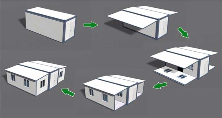 Easy assemble expandable mobile home foldable container house