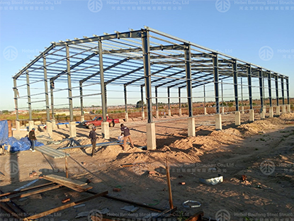 Steel warehouse installation site in Zimbabwe